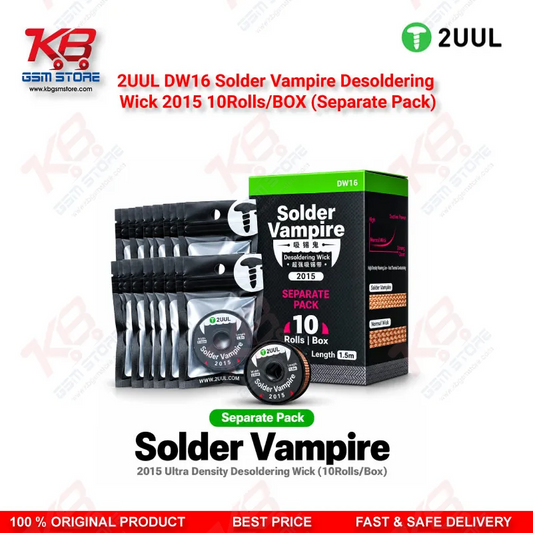 2UUL DW16 Solder Vampire Desoldering Wick 2015 – 2.0mm x 1.5m, 10 Rolls/Box (Separate Pack)
