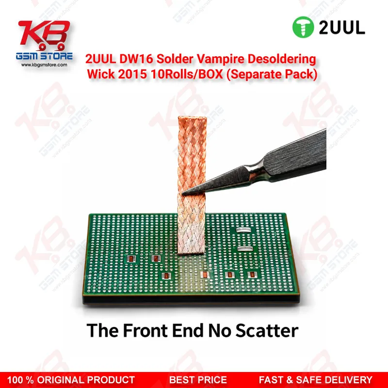 2UUL DW16 Solder Vampire Desoldering Wick 2015 – 2.0mm x 1.5m, 10 Rolls/Box (Separate Pack)