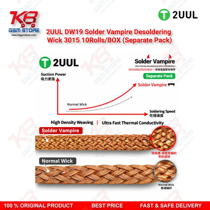 2UUL DW19 Solder Vampire Desoldering Wick 3015 – 10 Rolls/Box (Separate Pack)