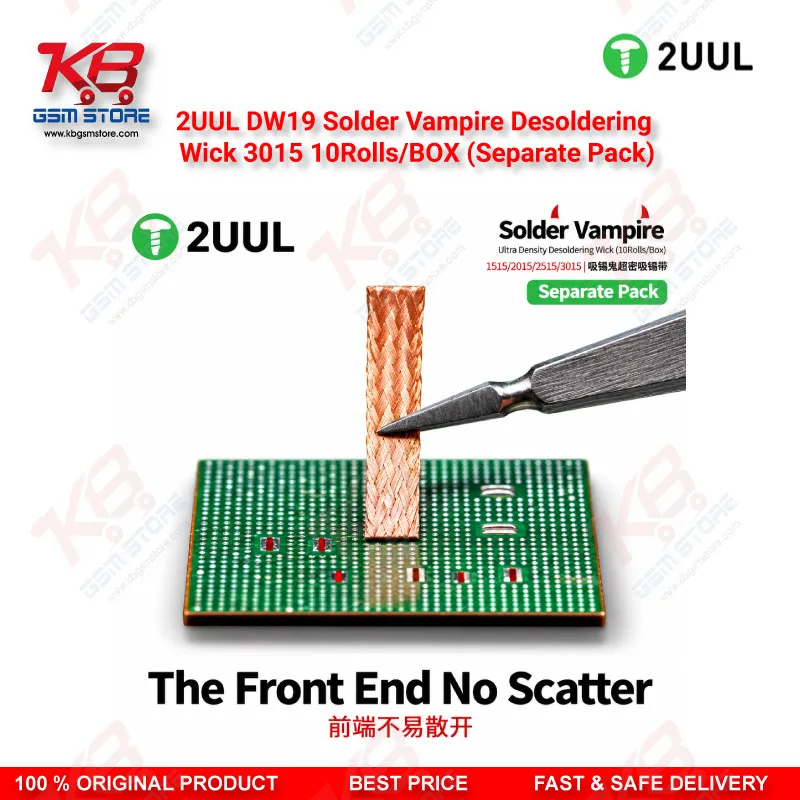2UUL DW19 Solder Vampire Desoldering Wick 3015 – 10 Rolls/Box (Separate Pack)