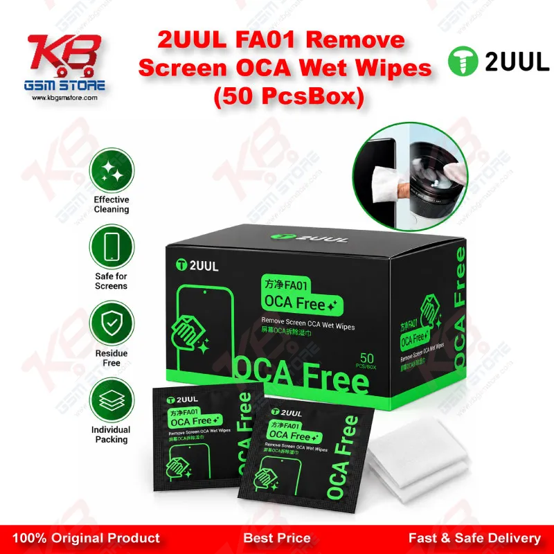 2UUL FA01 Remove Screen OCA Wet Wipes (50 Pcs/Box)