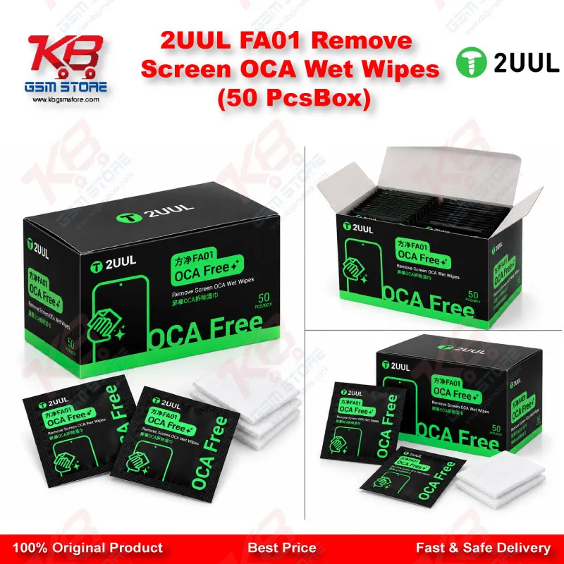 2UUL FA01 Remove Screen OCA Wet Wipes (50 Pcs/Box)