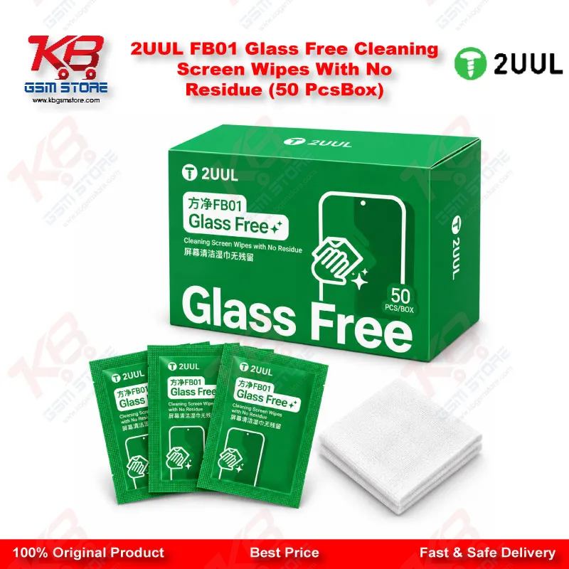 2UUL FB01 Glass Free Cleaning Screen Wipes With No Residue (50 PcsBox)