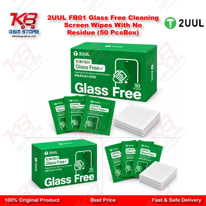2UUL FB01 Glass Free Cleaning Screen Wipes With No Residue (50 PcsBox)