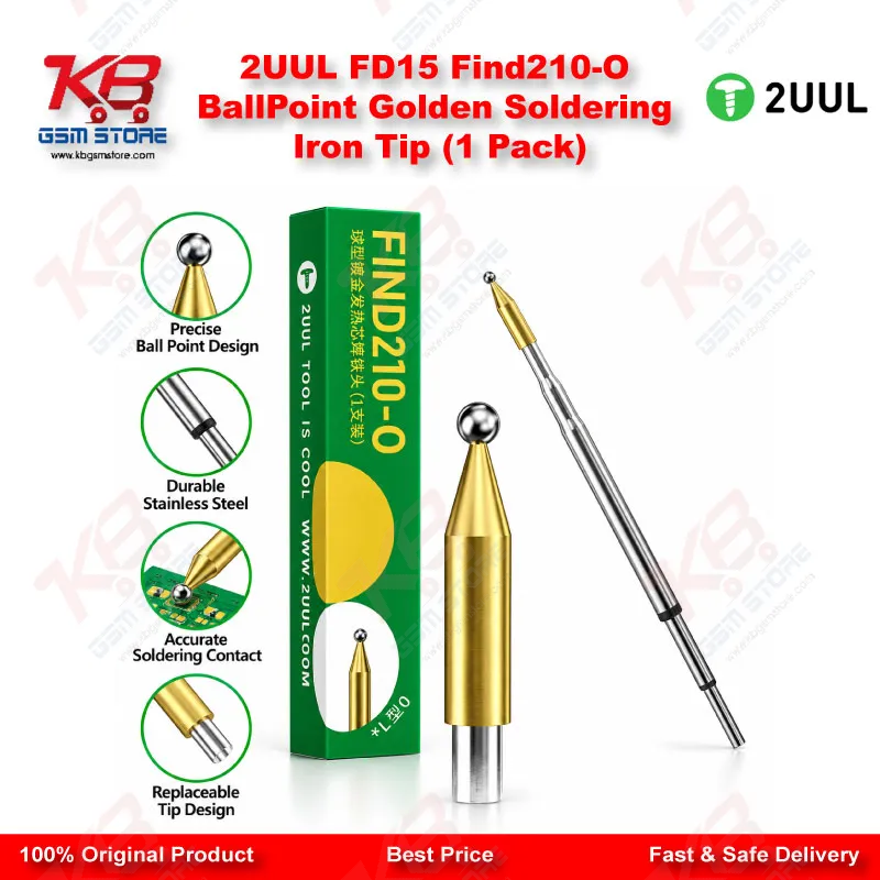 2UUL FD15 Find210-O BallPoint Golden Soldering Iron Tip (1 Pack)