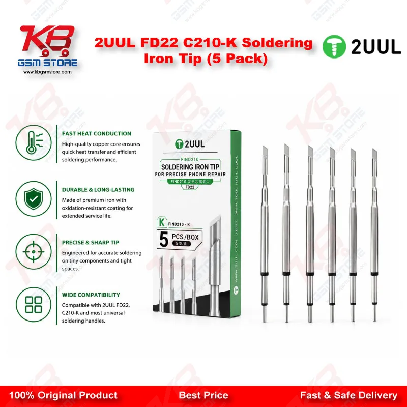 2UUL FD22 C210-K Soldering Iron Tip (5 Pack)