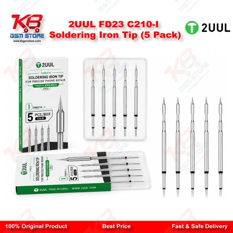 2UUL FD23 C210-I Soldering Iron Tip (5 Pack)