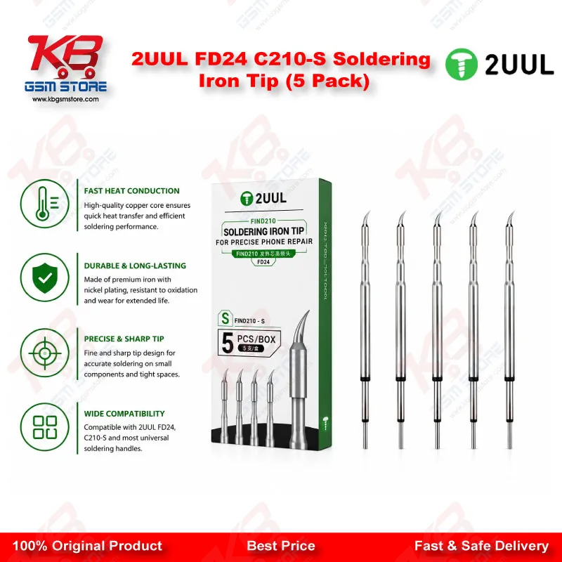 2UUL FD24 C210-S Soldering Iron Tip (5 Pack)