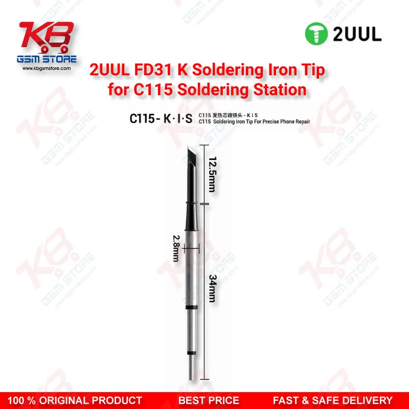 2UUL FD31 K Soldering Iron Tip for C115 Soldering Station (1 Pack)