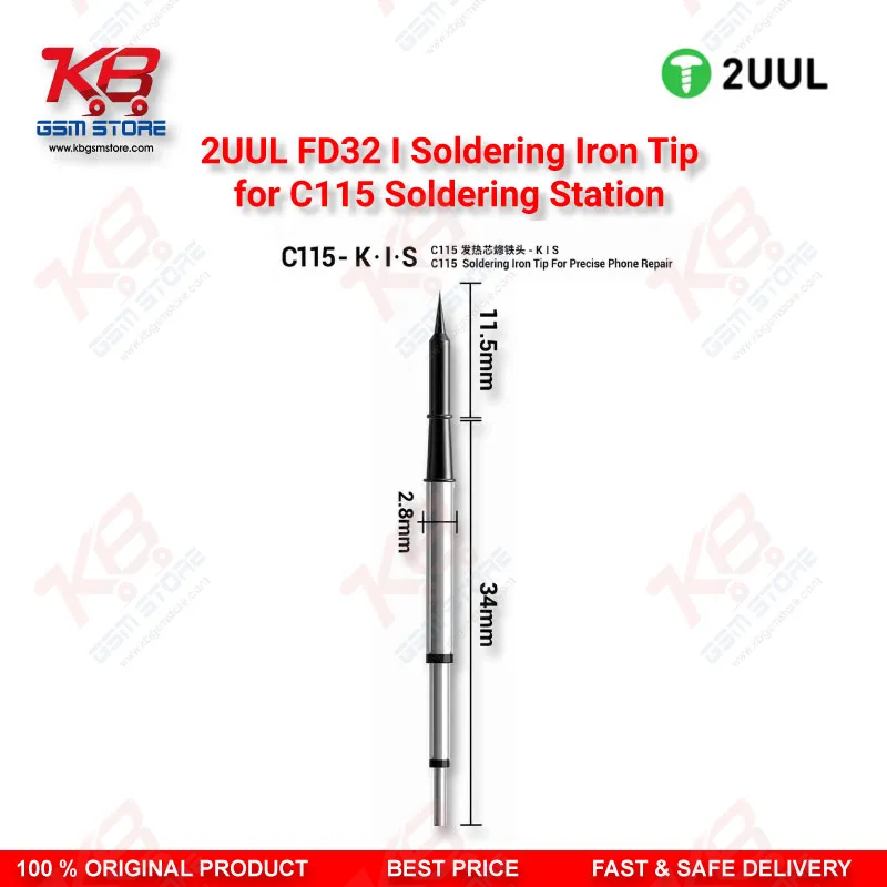 2UUL FD32 I Soldering Iron Tip for C115 Soldering Station (1 Pack)
