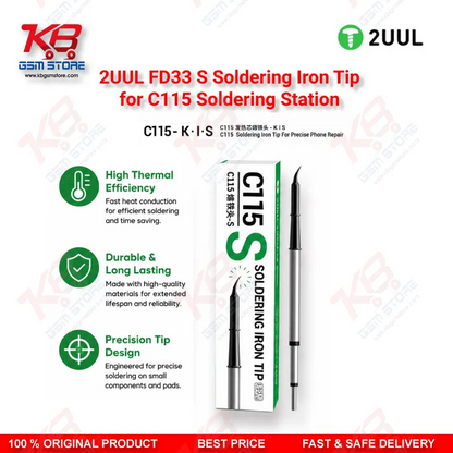 2UUL FD33 S Soldering Iron Tip for C115 Soldering Station (1 Pack)