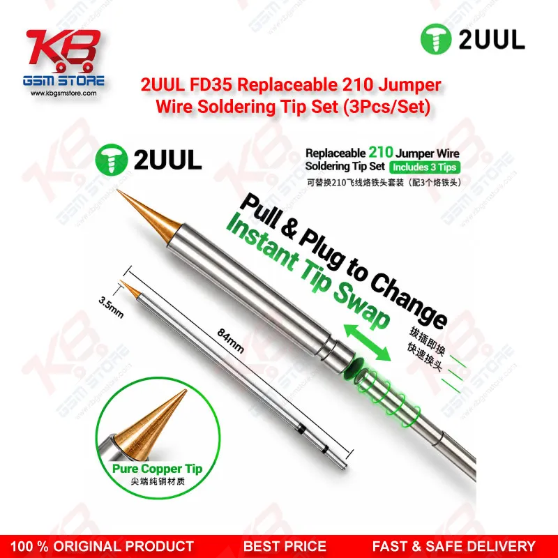 2UUL FD35 Replaceable 210 Jumper Wire Soldering Tip Set (3Pcs/Set)