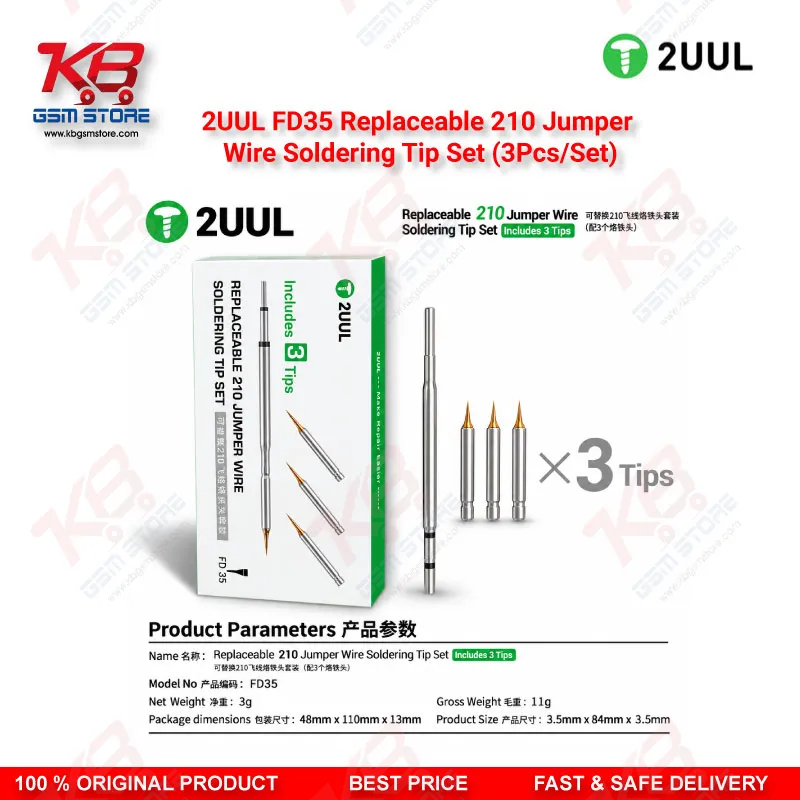 2UUL FD35 Replaceable 210 Jumper Wire Soldering Tip Set (3Pcs/Set)