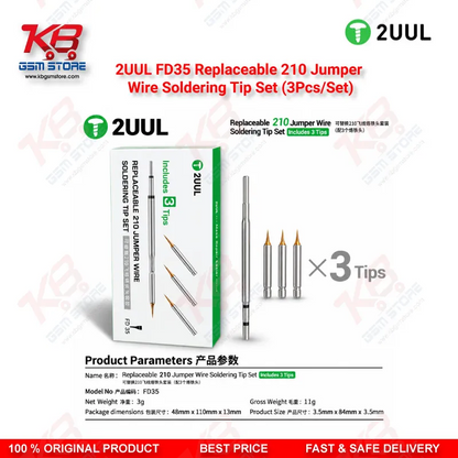 2UUL FD35 Replaceable 210 Jumper Wire Soldering Tip Set (3Pcs/Set)