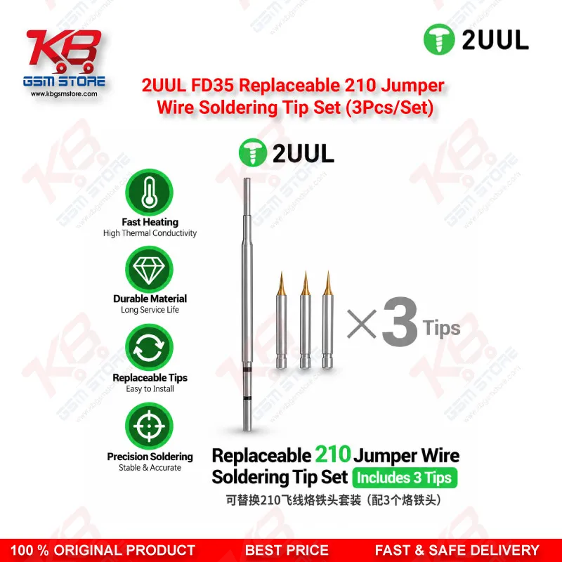 2UUL FD35 Replaceable 210 Jumper Wire Soldering Tip Set (3Pcs/Set)