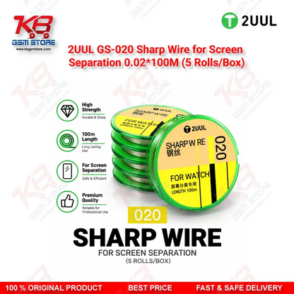 2UUL GS-020 Sharp Wire for Screen Separation 0.02mm x 100M (5 Rolls/Box)