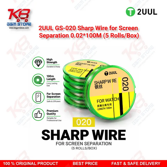 2UUL GS-020 Sharp Wire for Screen Separation 0.02mm x 100M (5 Rolls/Box)