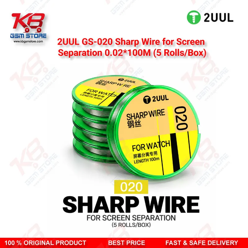 2UUL GS-020 Sharp Wire for Screen Separation 0.02mm x 100M (5 Rolls/Box)