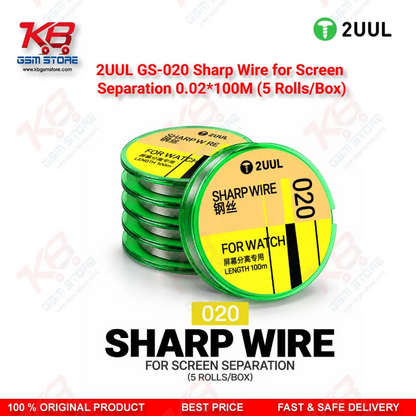 2UUL GS-020 Sharp Wire for Screen Separation 0.02mm x 100M (5 Rolls/Box)