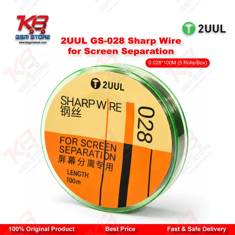 2UUL GS-028 Diamond Sharp Wire for Screen Separation 0.028mm x 100M (5 Rolls/Box)