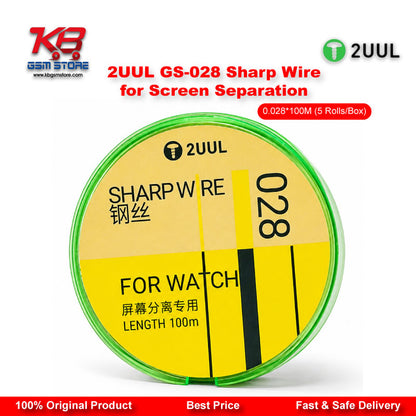 2UUL GS-028 Diamond Sharp Wire for Screen Separation 0.028mm x 100M (5 Rolls/Box)