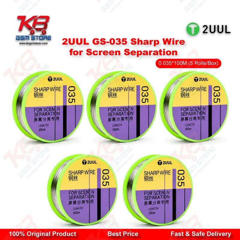 2UUL GS-035 Sharp Wire for Screen Separation 0.035mm x 100M (5 Rolls/Box)