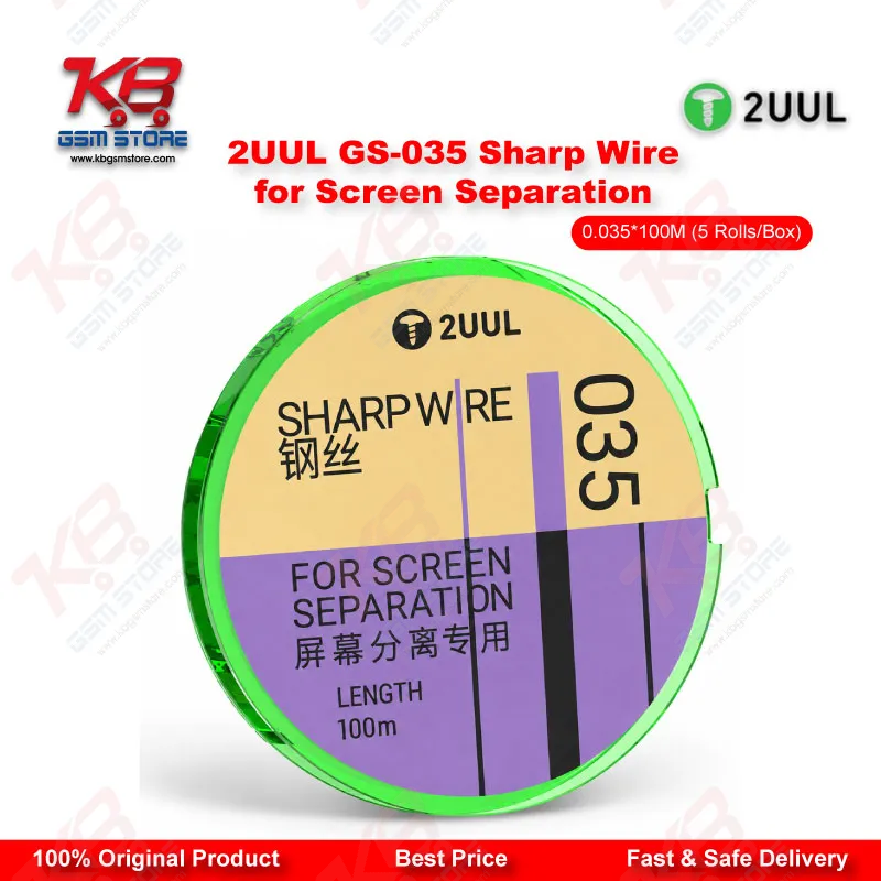 2UUL GS-035 Sharp Wire for Screen Separation 0.035mm x 100M (5 Rolls/Box)