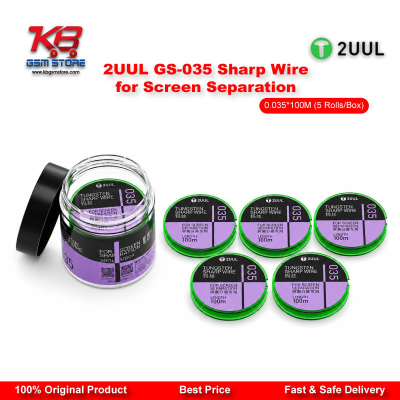 2UUL GS-035 Sharp Wire for Screen Separation 0.035mm x 100M (5 Rolls/Box)