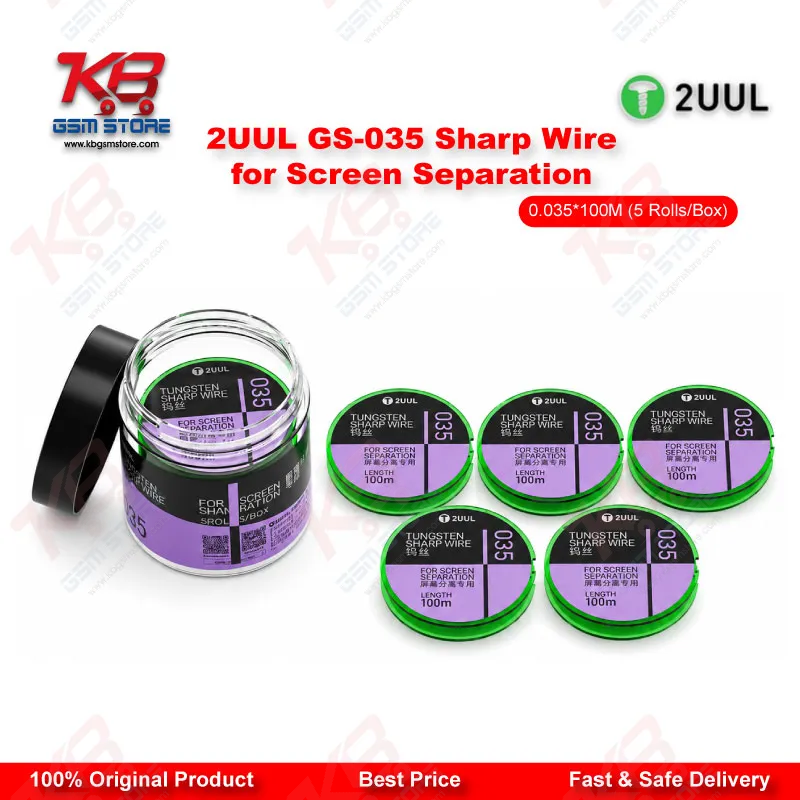 2UUL GS-035 Sharp Wire for Screen Separation 0.035mm x 100M (5 Rolls/Box)