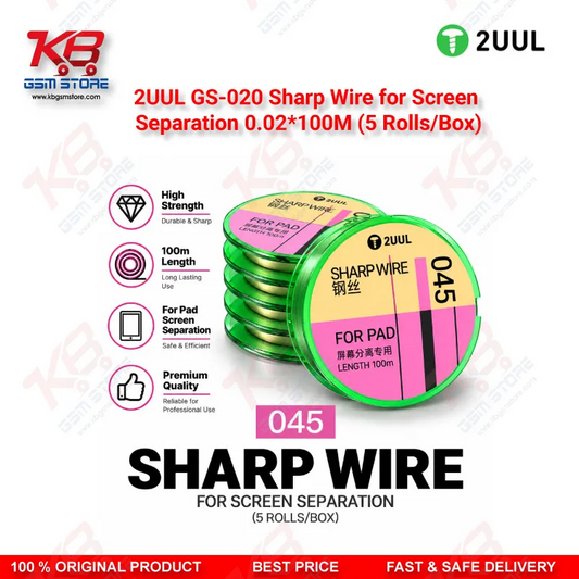 2UUL GS-045 Sharp Wire for Screen Separation 0.045mm x 100M (5 Rolls/Box)
