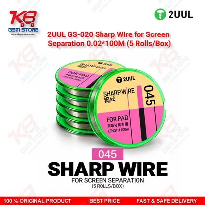2UUL GS-045 Sharp Wire for Screen Separation 0.045mm x 100M (5 Rolls/Box)