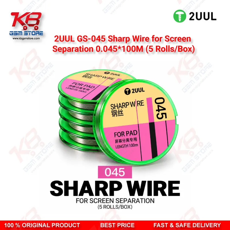 2UUL GS-045 Sharp Wire for Screen Separation 0.045mm x 100M (5 Rolls/Box)