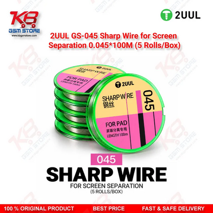 2UUL GS-045 Sharp Wire for Screen Separation 0.045mm x 100M (5 Rolls/Box)