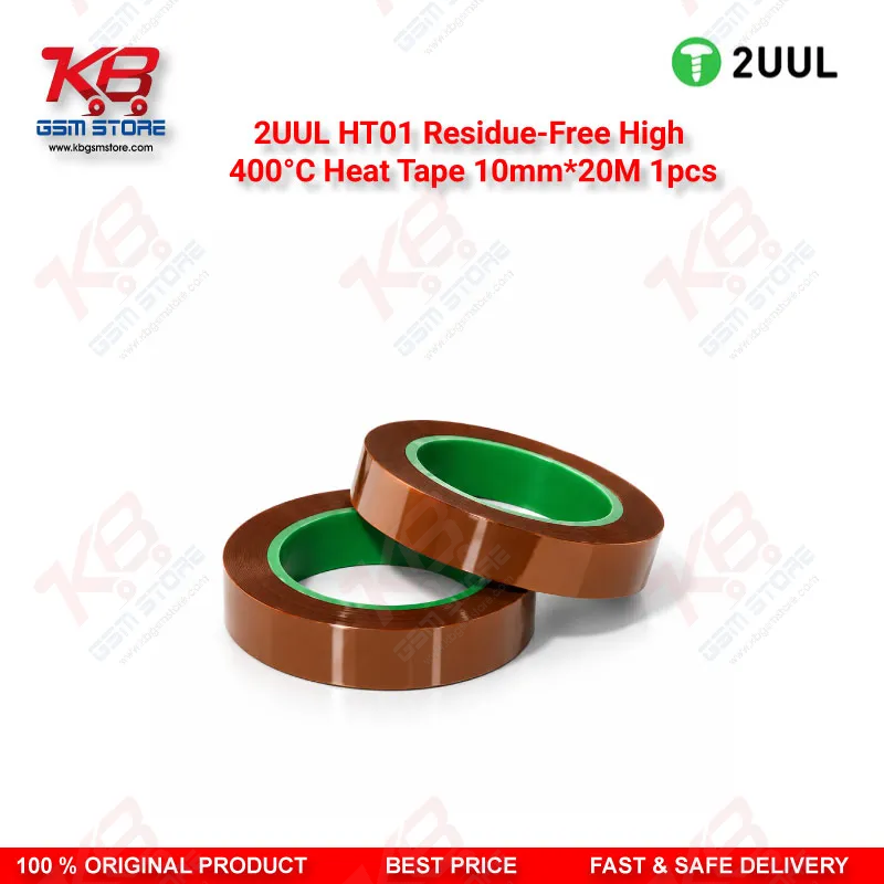 2UUL HT01 Residue-Free High 400°C Heat Tape 10mm*20M 1pcs — High Temperature PCB Masking & Insulation Tape for Mobile Repair