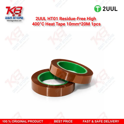 2UUL HT01 Residue-Free High 400°C Heat Tape 10mm*20M 1pcs — High Temperature PCB Masking & Insulation Tape for Mobile Repair