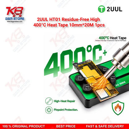 2UUL HT01 Residue-Free High 400°C Heat Tape 10mm*20M 1pcs — High Temperature PCB Masking & Insulation Tape for Mobile Repair