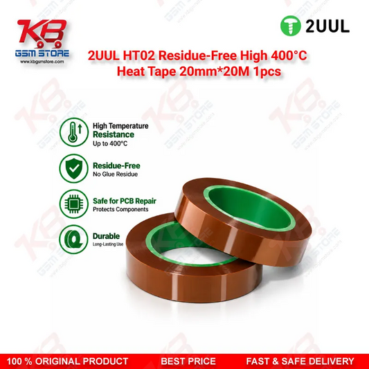 2UUL HT02 Residue-Free High 400°C Heat Tape 20mm*20M 1pcs – High Temperature PCB Masking Tape for Mobile Repair