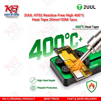2UUL HT02 Residue-Free High 400°C Heat Tape 20mm*20M 1pcs – High Temperature PCB Masking Tape for Mobile Repair