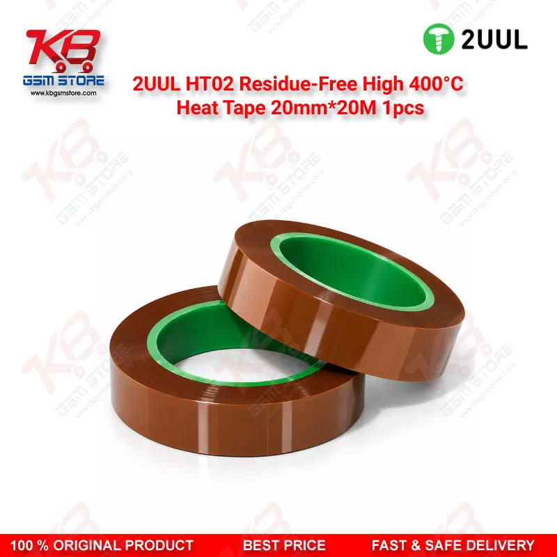 2UUL HT02 Residue-Free High 400°C Heat Tape 20mm*20M 1pcs – High Temperature PCB Masking Tape for Mobile Repair