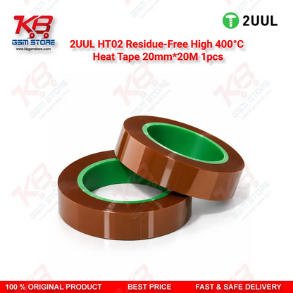2UUL HT02 Residue-Free High 400°C Heat Tape 20mm*20M 1pcs – High Temperature PCB Masking Tape for Mobile Repair