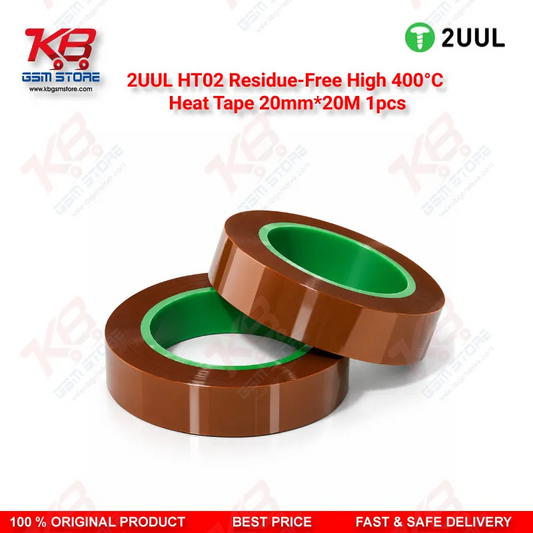 2UUL HT02 Residue-Free High 400°C Heat Tape 20mm*20M 1pcs – High Temperature PCB Masking Tape for Mobile Repair