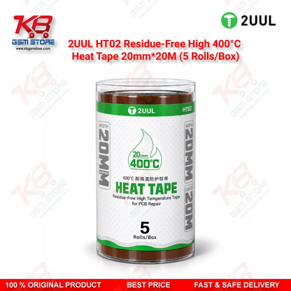 2UUL HT02 Residue-Free High 400°C Heat Tape 20mm*20M (5 Rolls/Box) — PCB & IC Soldering Heat Insulation Tape