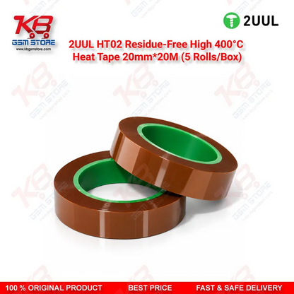 2UUL HT02 Residue-Free High 400°C Heat Tape 20mm*20M (5 Rolls/Box) — PCB & IC Soldering Heat Insulation Tape