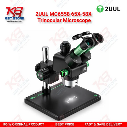 2UUL MC6558 65X-58X Trinocular Microscope with Built-in LED Lighting for Mobile PCB & BGA Repair