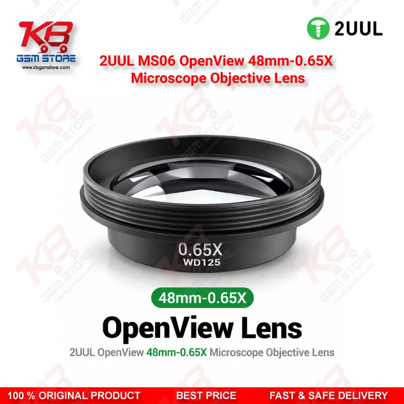 2UUL MS06 OpenView 48mm-0.65X Microscope Objective Lens – 0.65X Barlow Auxiliary Objective for Stereo Repair Microscopes