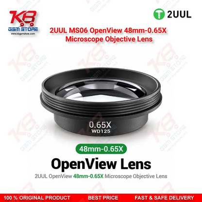 2UUL MS06 OpenView 48mm-0.65X Microscope Objective Lens – 0.65X Barlow Auxiliary Objective for Stereo Repair Microscopes
