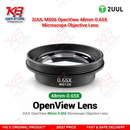 2UUL MS06 OpenView 48mm-0.65X Microscope Objective Lens – 0.65X Barlow Auxiliary Objective for Stereo Repair Microscopes