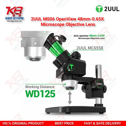 2UUL MS06 OpenView 48mm-0.65X Microscope Objective Lens – 0.65X Barlow Auxiliary Objective for Stereo Repair Microscopes