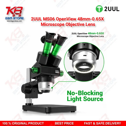 2UUL MS06 OpenView 48mm-0.65X Microscope Objective Lens – 0.65X Barlow Auxiliary Objective for Stereo Repair Microscopes
