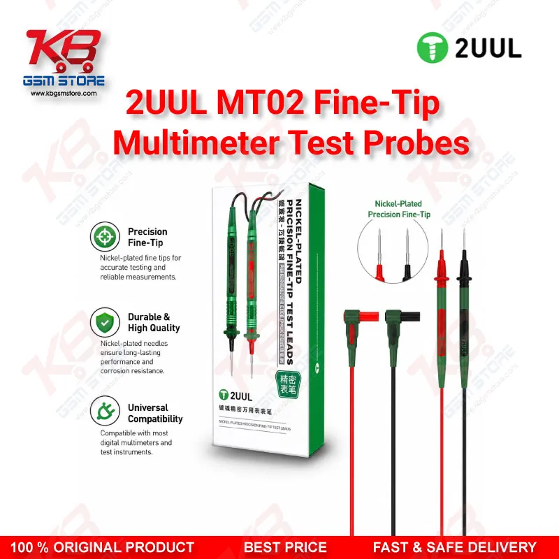2UUL MT02 Fine-Tip Multimeter Test Probes – Nickel-Plated Precision PCB Test Pen